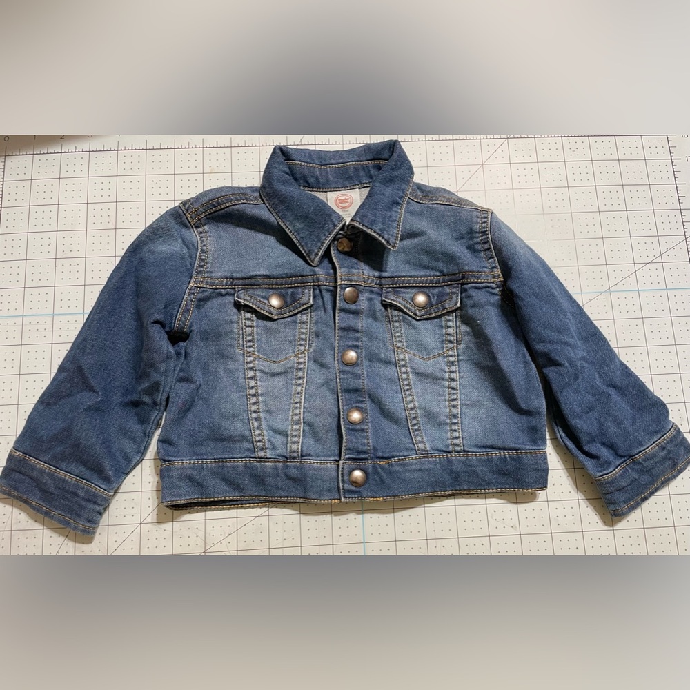 Wonder Nation girls Baby Infant Dark Blue Denim Jean Jacket outfit clothes 18M